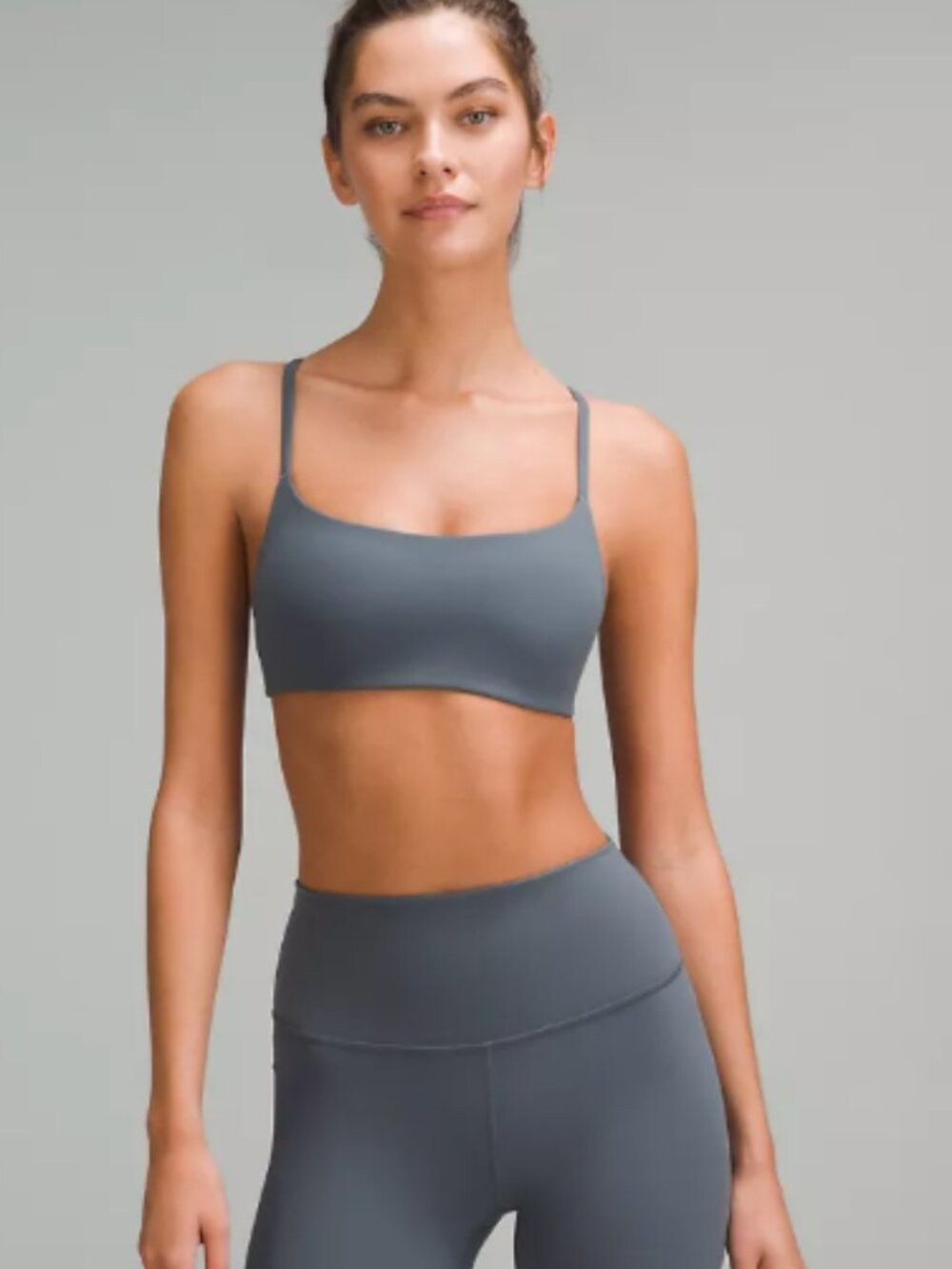 LULULEMON Wunder Train Strappy Racer Bra *Light Support, A/B Cup SIZE 8 OIL GREY